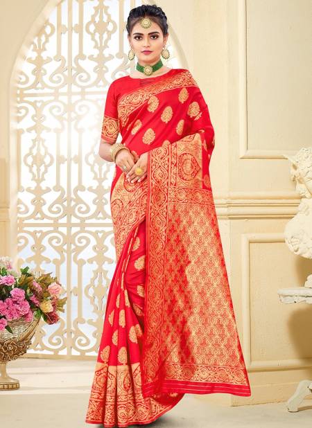 Red Colour Santraj New Fancy Wear Latest Banarasi Silk Designer Saree Collection 1017